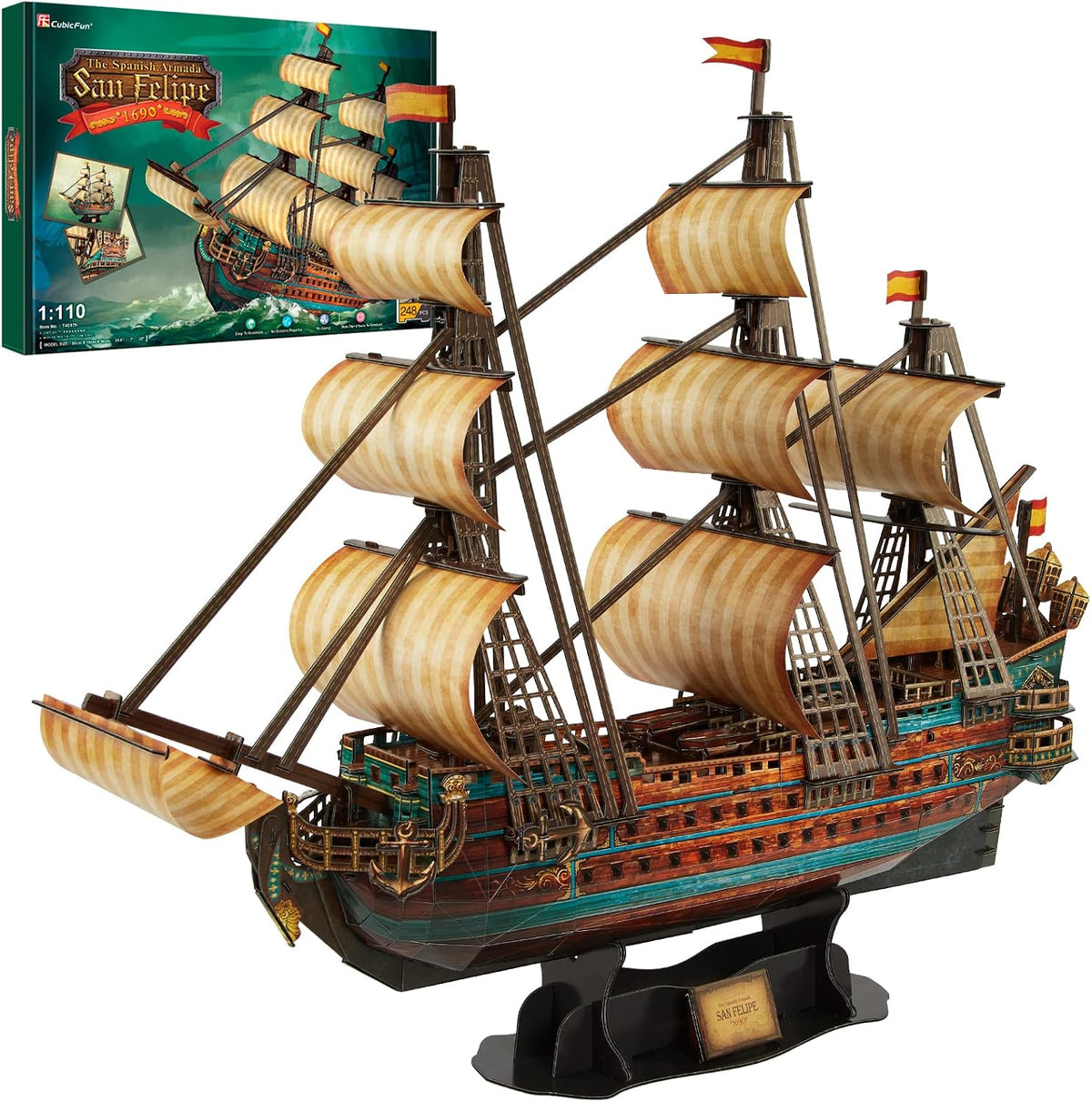 CubicFun Titanic 3D Model Ship Puzzle with LED Lights - Ship of San Felipe