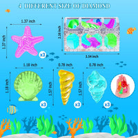 MGparty 24 piece diving gem pool toys with colorful acrylic gems, shells and pirate treasure chest - view 3