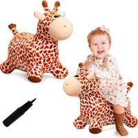 VangeBow inflatable plush giraffe animal hopper with four-legged base - view 2