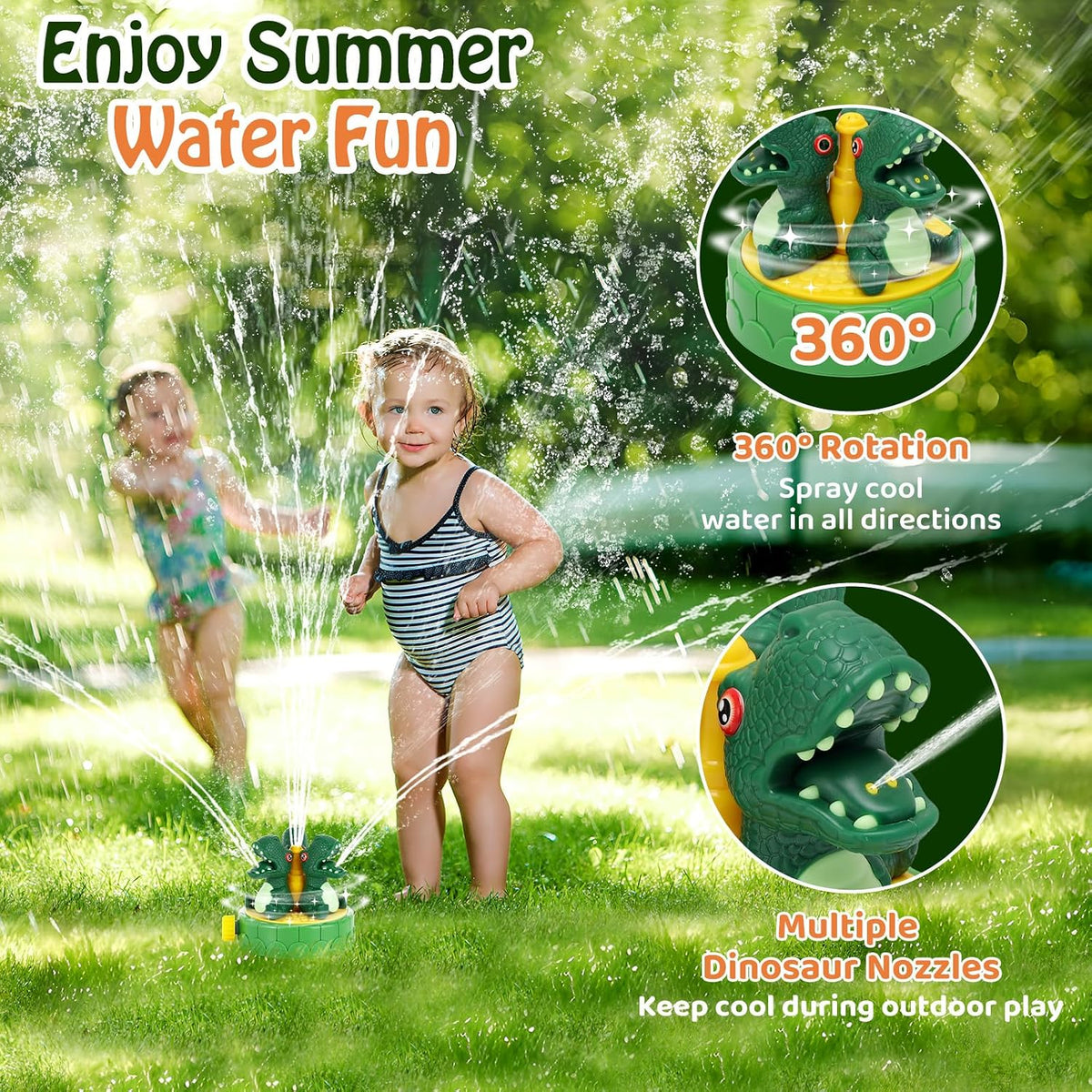 HeySplash kids whale sprinkler toy with 6 colorful wiggle tubes for a garden hose - view 6