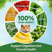 TEEWY 4PCS Guinea Pig Chew Toys, Prevent Teeth Overgrowth, Natural Vegetables and Timothy Grass, Hamster Chew Toys, Guinea Pig Toys, Chinchilla Toys, Grass Patch & Flowers