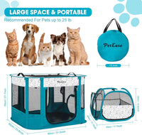 Portable Cat Playpen with Litter Box, Cat Enclosure for Camping - Peacock blue / Double - image 3