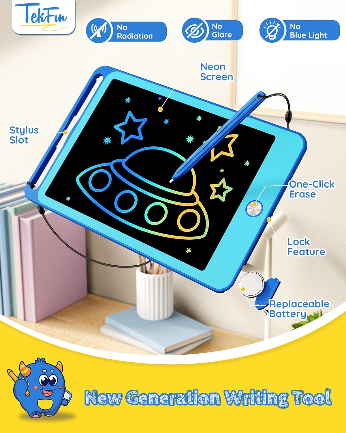 TEKFUN 3 Pack LCD Writing Tablet for Kids, Educational Kids - Blue / 10 inch / 1 - image 3