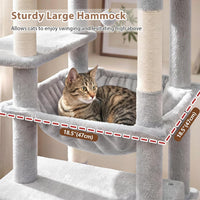Cat Tree, 74" Tower for Large Cats, Big Condo & Hammock GCT030G – Essentials for Cats - 78.7 inch / Light gray - image 3