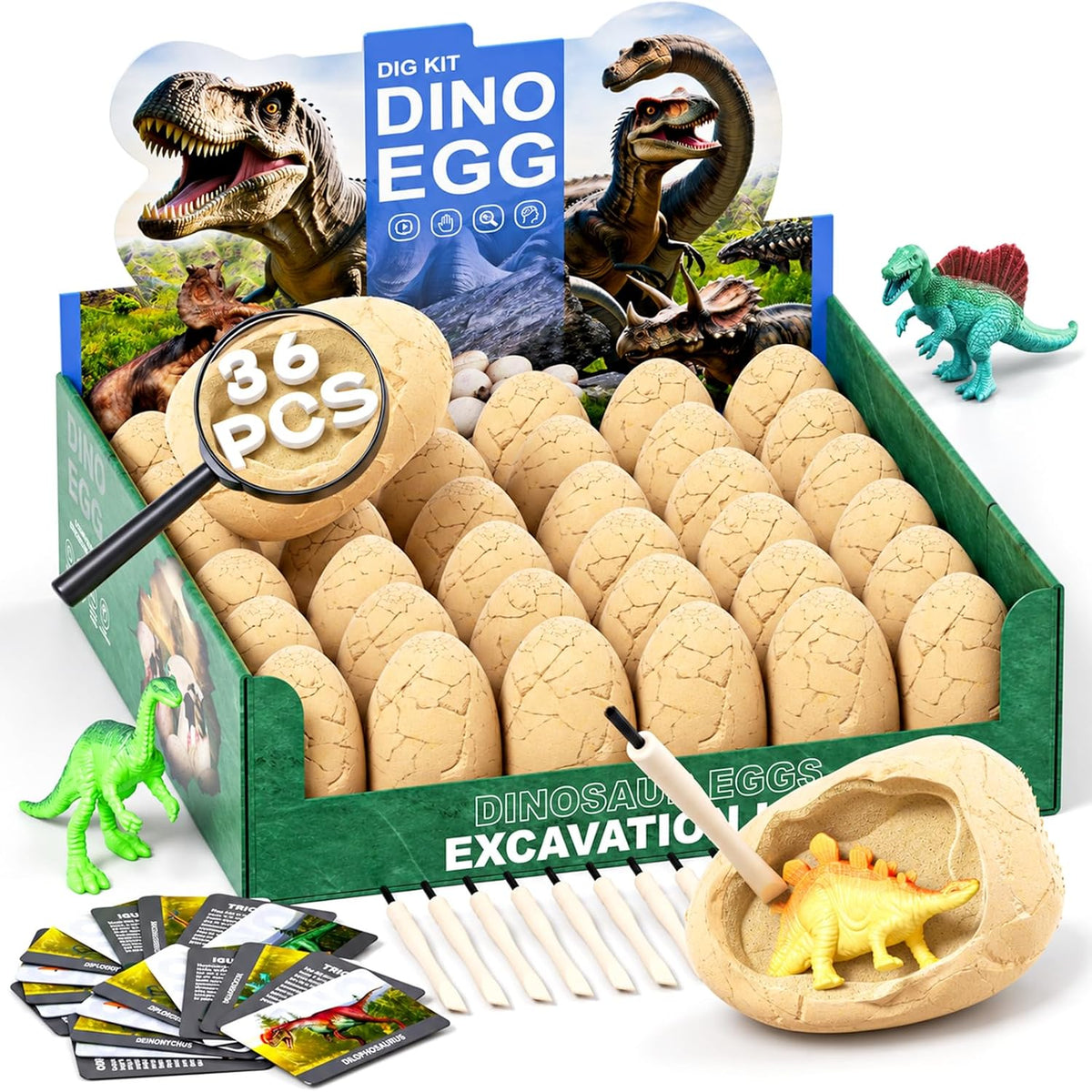 24 Dinosaur Eggs Dig Kit Toys for Kids - 36 Dinosaur Eggs