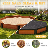 85''x78''x9'' Octagon Sandbox with Cover for Kids Outdoor Play - image 3