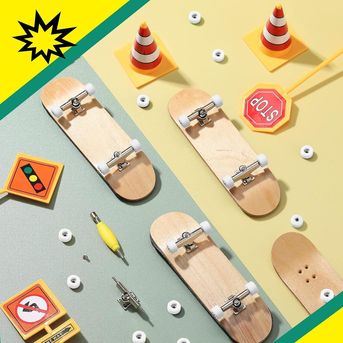 Zhehao fingerboard wheels and trucks set with four bearing wheels, two alloy trucks and two screwdri - view 13
