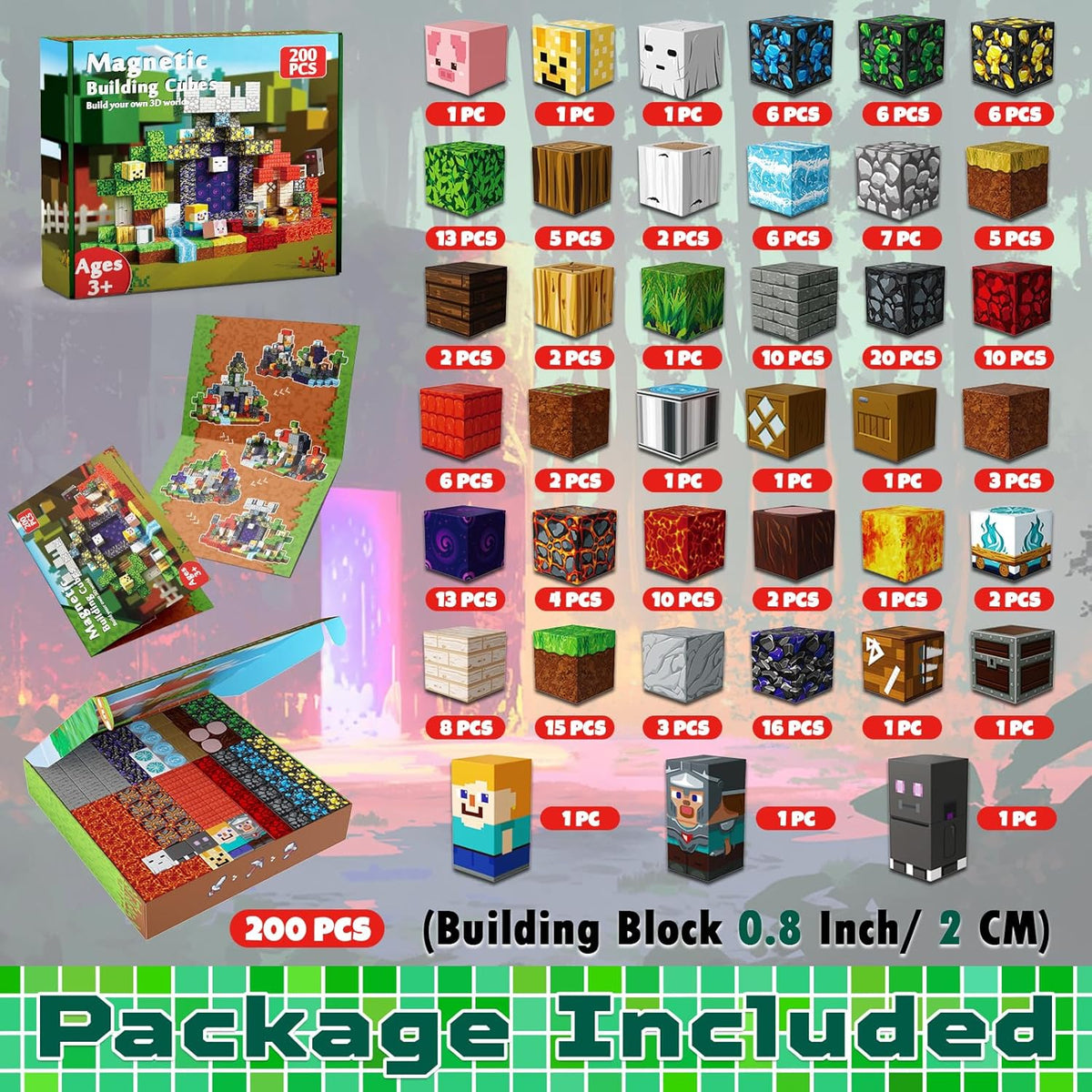 200 pcs Magnetic Blocks, Building Toys Gifts for Kids Age 3+ - Portal - 200 pcs - image 2