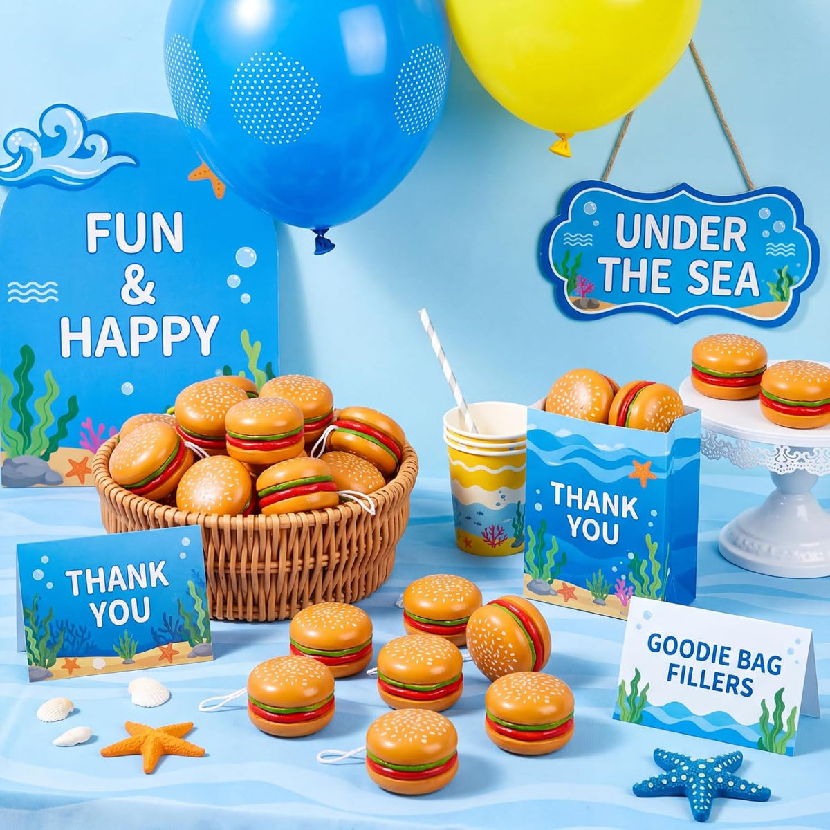 Leitee hamburger yoyo toys, 24 plastic burger shaped yo-yos for party favors - view 7