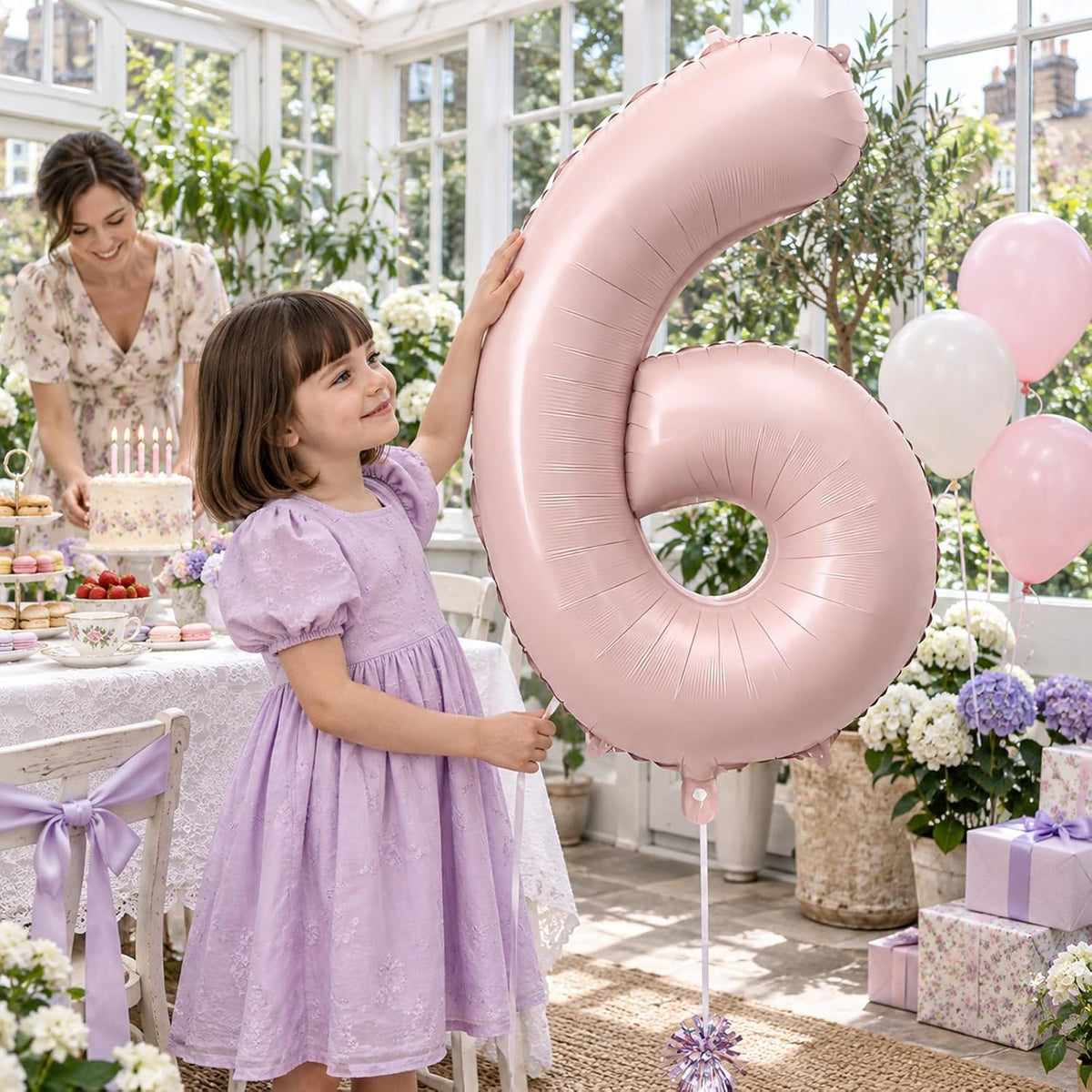 40'' Purple K-pop Number 5 Balloon for Girl 5th Birthday Party - Baby Pink / Number 6 - XXL - image 4