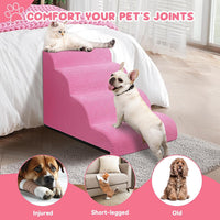 Zerbuger Dog Ramp and Stairs for Bed, Coffee 3 Steps 16" H - Pink / 4 - image 4