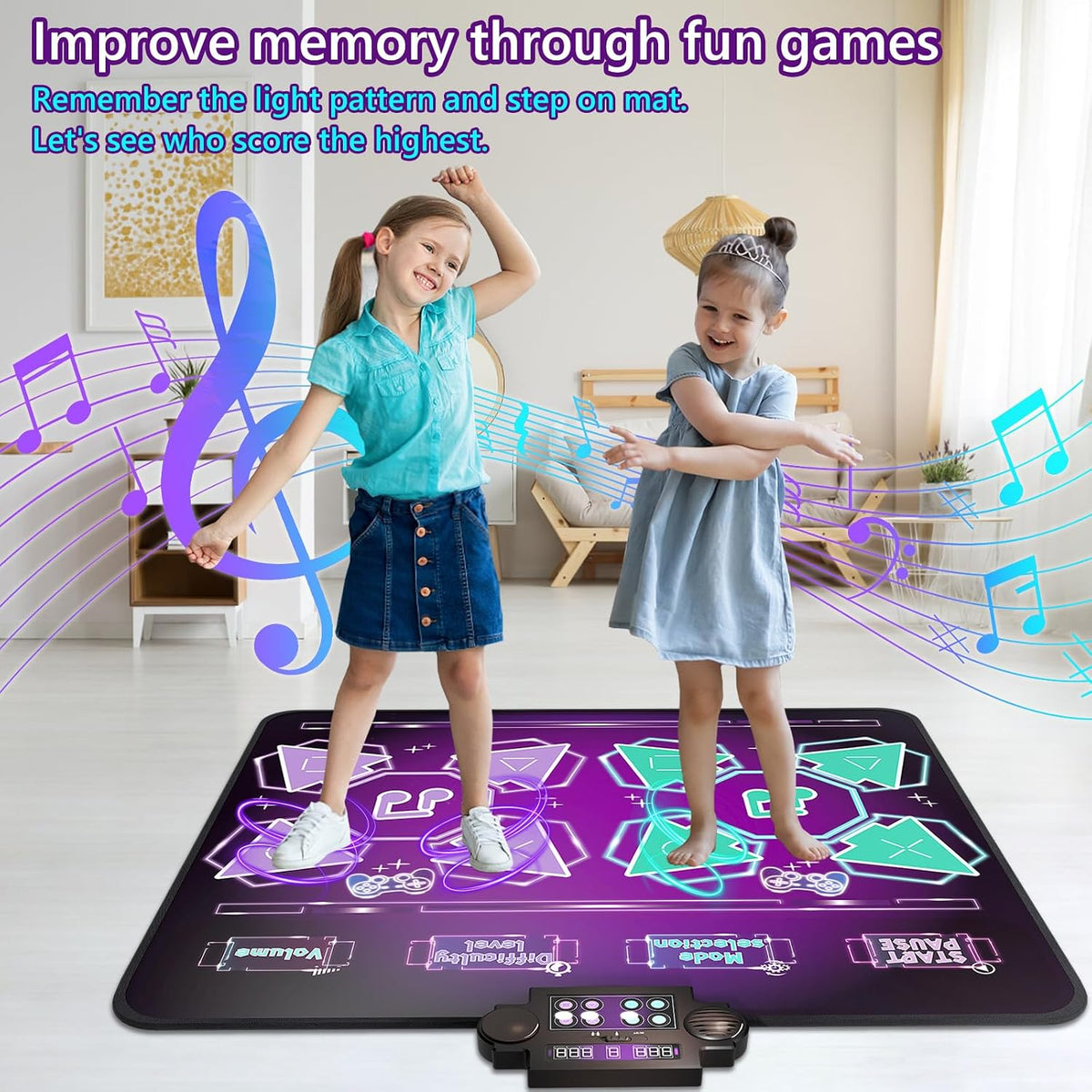 Joyvalley Kids Dance Mat Toys - 2player-Purple - image 3
