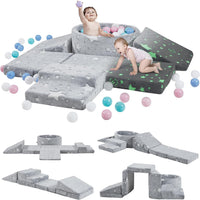 Elftopia foam climbing set with ball pit, stairs and ramps for toddlers in grey - view 5