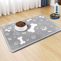 Dog Cat Food Mat, Rapid Absorbent Pet Feeding Mat - 24"L x 16"W / Square Grey