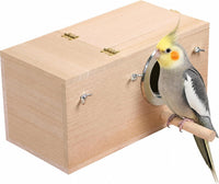 YJJKJ Wood Parakeet Nest Box with Natural Nesting Pads - Large