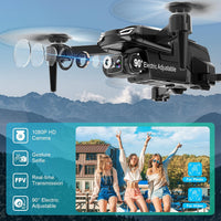 Drone with 1080P Camera, Foldable Remote Control Quadcopter for Adults Beginners, Mini Drone - Black Blue - image 2