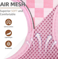 Pupteck Soft Mesh Dog Harness Sized and Leash Set Pet Puppy Cat - Checkered Pink&White / M (NECK: 14", CHEST: 17"-21") / Classic over-the-head harness - image 2