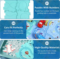 Ubegger puzzle car track set with puzzle road pieces, road signs and battery cars - view 17