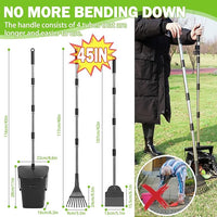 SCENEREAL Dog Pooper Scooper for Yard, Dog Poop Trash Can Outside Swivel Bin Rake Spade Kit for Large Medium Small Dogs with 40 Waste Bags, Extra Long 45" Metal Handle,Portable Scooper for Outdoor