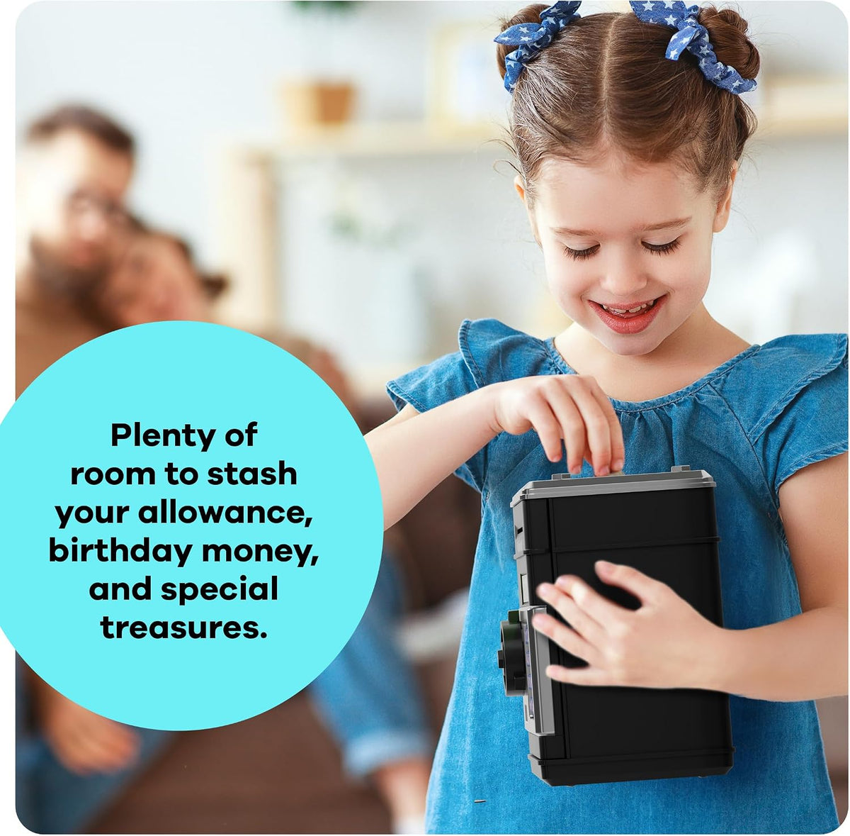 Piggy Bank for Kids, Electronic Money Saving Box w/Code - Black & Silver - image 3