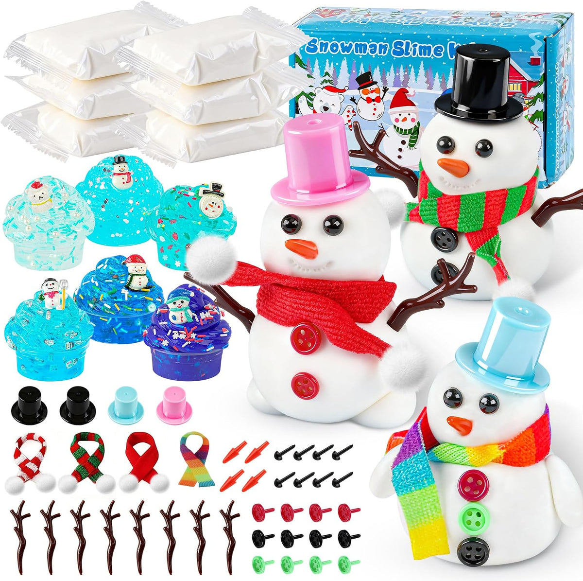 6-Pack Pink Slime Kit for Girls - Snowman