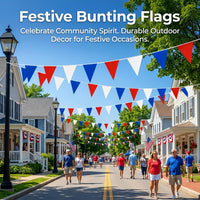 MAQIHAN 52.5 Ft Colorful Pennant Banner Flags - Red White Blue - 3PCS - image 3