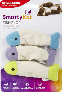 SmartyKat (3 Count) Fish Flop Crinkle Catnip Cat Toys - Multi Color, 3 Count