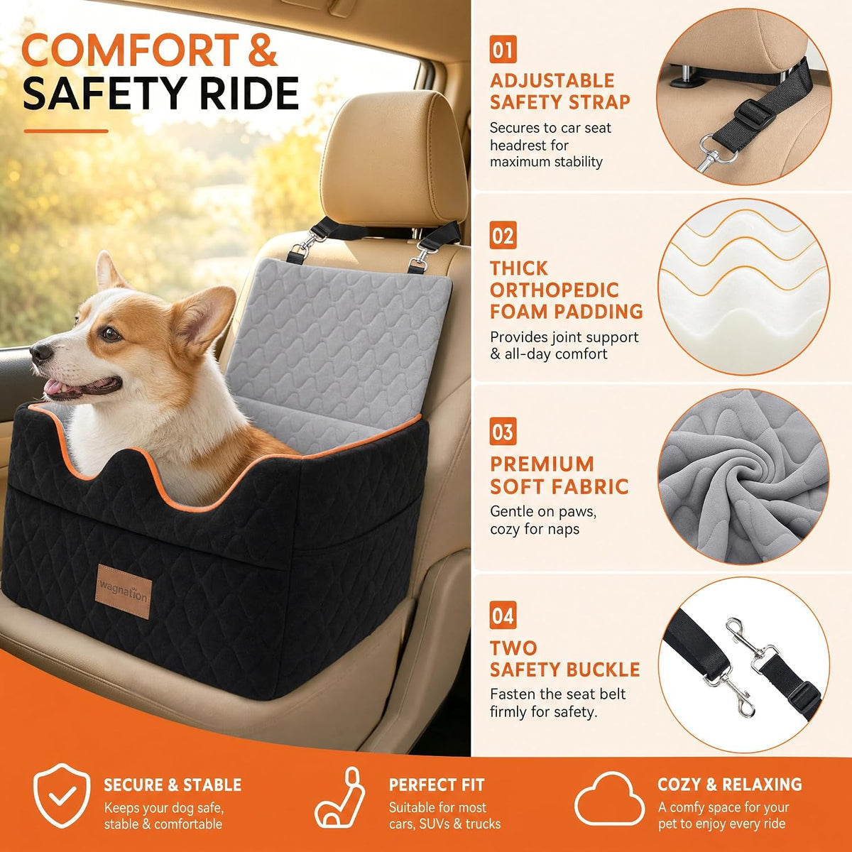 Dog Car Seat for Small/Medium Dogs Under 35lbs - image 2