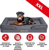 The Dog’s Bed, Orthopedic Standard Foam Waterproof Dog Bed with Standard Support, XXL Grey with Black Trim, Waterproof, Supportive Dog Bed with Replaceable Covers, Veterinary Approved