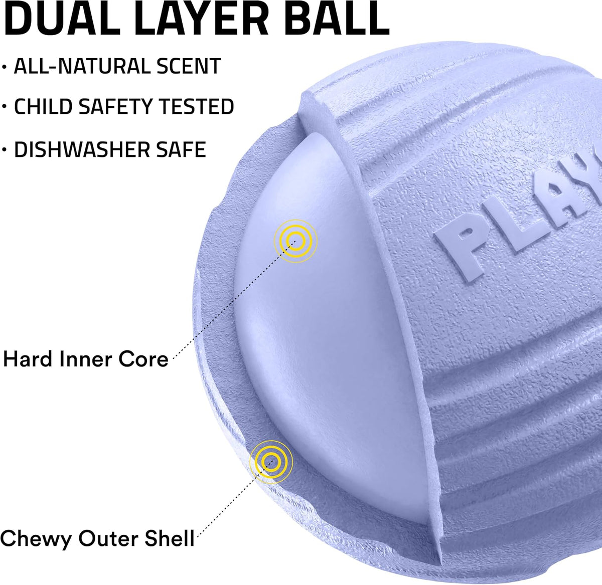 Playology Durable Large Dual Layer Dog Ball, Peanut Butter Scent - Medium / Blueberry - image 2