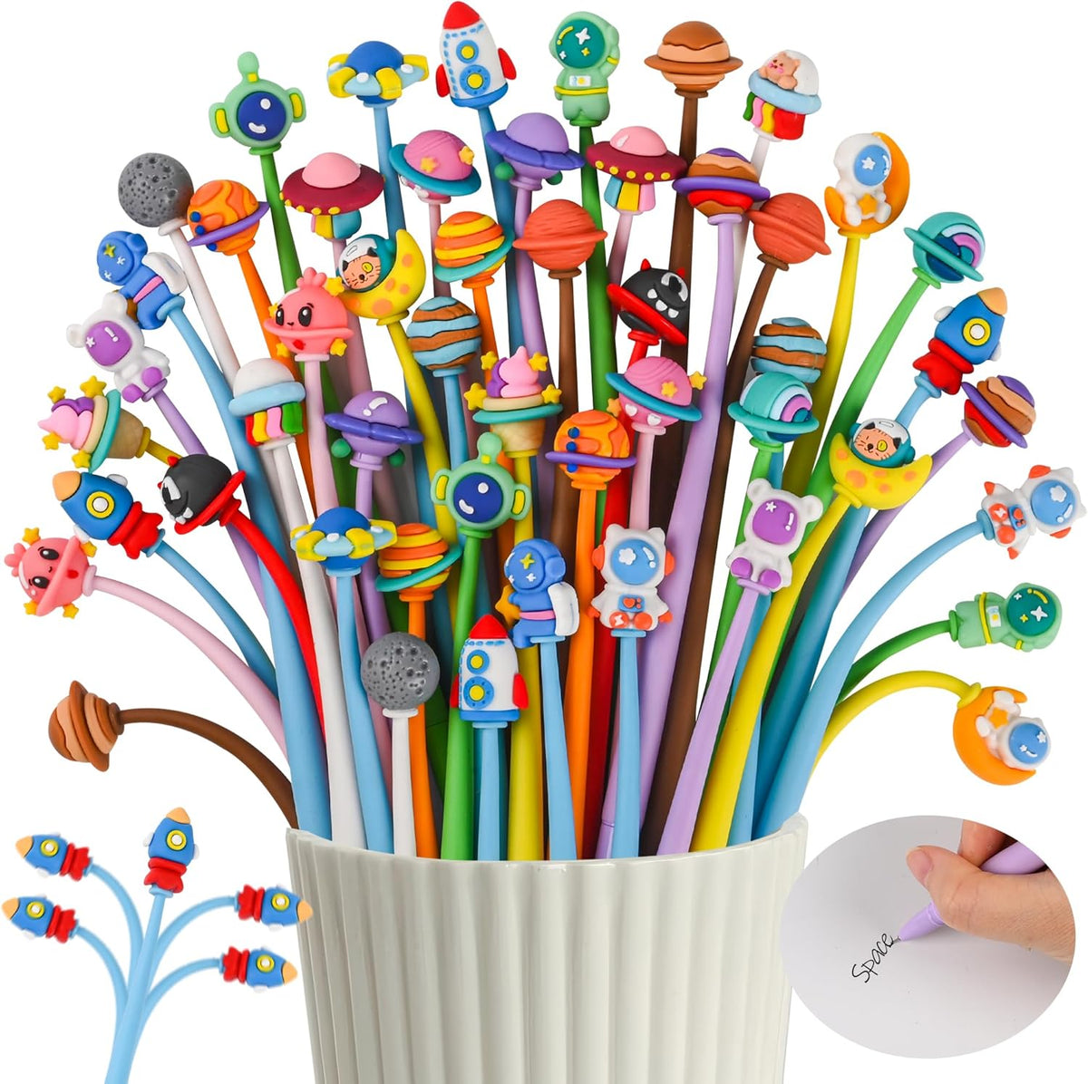 LiYiQ 50 PCS Animal Party Favor Bobblehead Pens Fun - Space