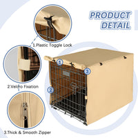 Akinerri Dog Crate Cover, Double Door Waterproof Kennel Cover - 29.9"L x 18.9"W x 20.9"H / Beige - image 2