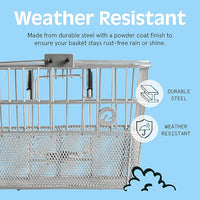 Retrospec Apollo Detachable Front Bike Basket Steel Half-Mesh with Integrated Detachable Hooks and Built-In Handle, Easy Assembly and Portability for Bicycles