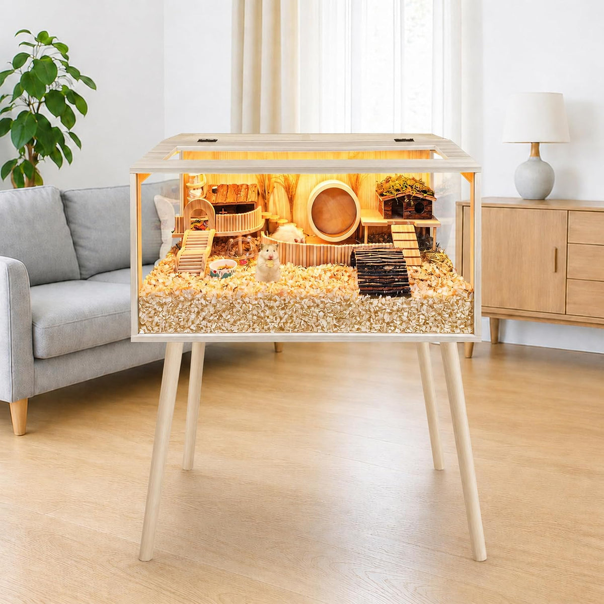 PROLEE Small Animal Cage, Hamster Cage Wooden Roof - 24.0"L x 16.0"W x 40.0"H / Wooden Roof - image 2