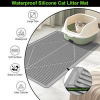 Rubber Cat Litter Mat Litter Box Mat - Grey / L-24" x 15" Thickened - image 4