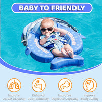 Mambobaby Baby Float with Canopy & Tail Non-Inflatable Baby Swim - SHARK BLUE - image 4