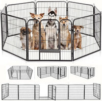 BestPet Dog Playpen Indoor 32 inch 8 Panels Metal Dog Pen Pet Dog Fence Outdoor Exercise Pen with Doors,Pet Puppy Playpen for RV Camping Yard, Black