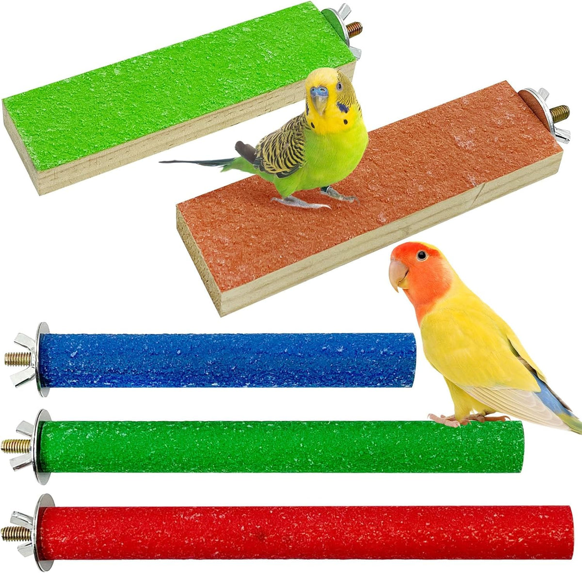 6 PCS Bird Perch Stand Toy Wood Parrot Paw Grinding Stick Perch Stand - Style C