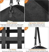 Hay Bags for Horses,Two-Sided Premium Oxford Slow Feed Hay Bags for Goats,Sheep,Donkey,Large Top Opening with Hook-and-Loop Seals,Easy to Hang with Adjustable Strap (Black, Large 2 Packs)