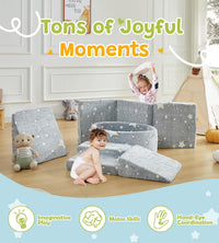 Elftopia foam climbing set with ball pit, stairs and ramps for toddlers in grey - view 21