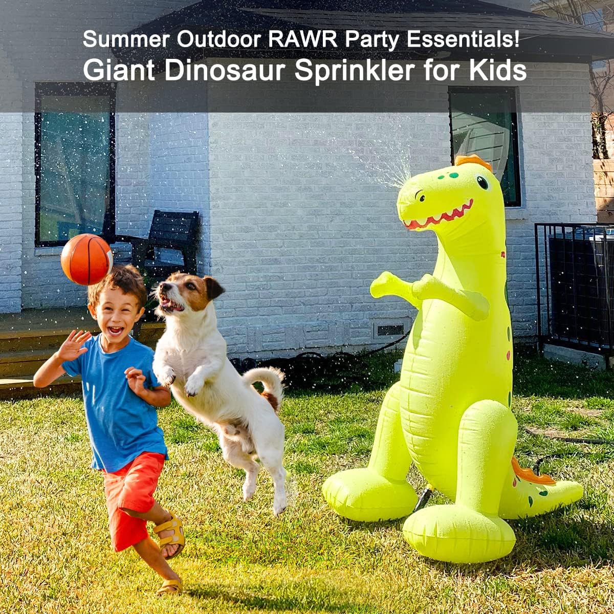 Float Joy Sprinkler for Kids Unicorn Water Sprinklers Inflatable Toys - Dinosaur - image 2