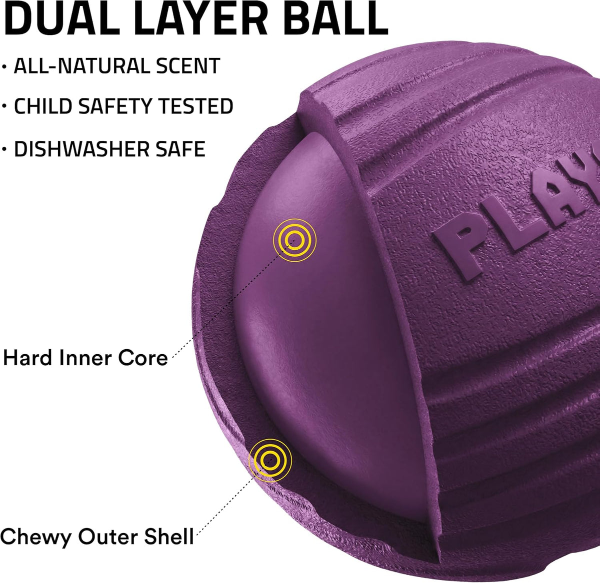 Playology Durable Large Dual Layer Dog Ball, Peanut Butter Scent - Medium / Bacon - image 2