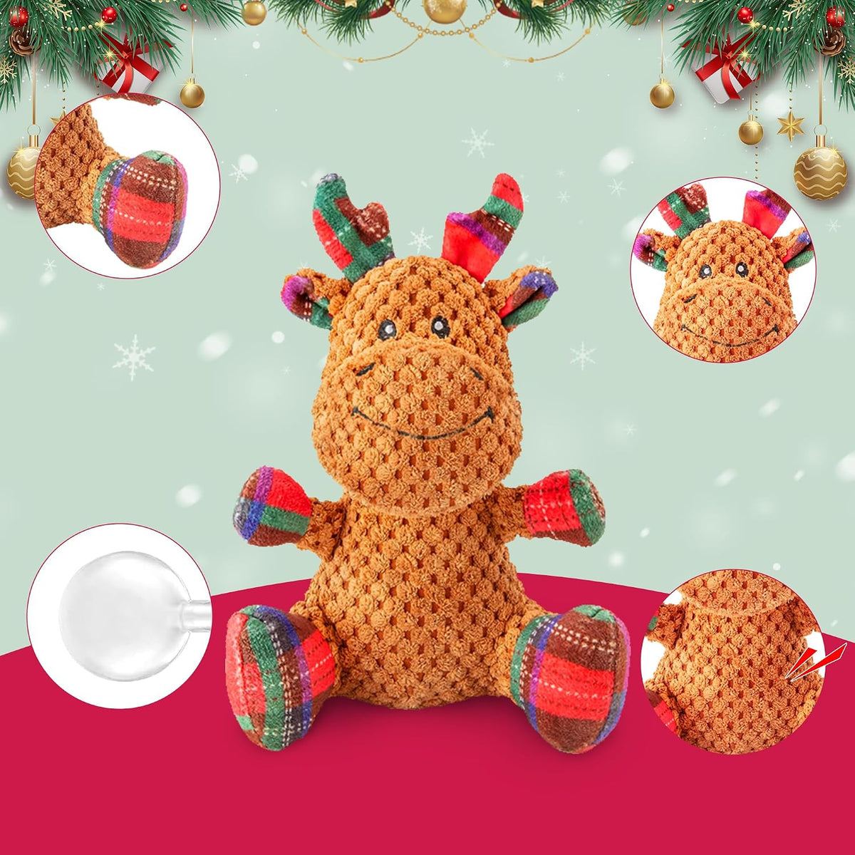Squeaky Dog Toys, Stuffed Large Dog Toys to Keep Them Busy - Red B - image 2