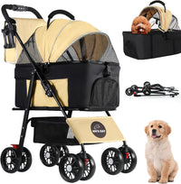 3 in 1 Pet Dog Stroller for Small Medium Dogs 10-50 lbs - Brown