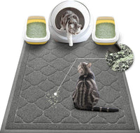 Cat Litter Box Mat, Kitty Premium PVC Pad, Durable Trapping Rug - #03 Grey / Medallion/47 x 36 Inch