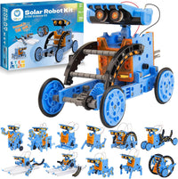 Sillbird 12-in-1 Solar Robot Building Kit STEM Gift for Boys Ages 8-13 – Fun for Kids & Family - Orange Blue
