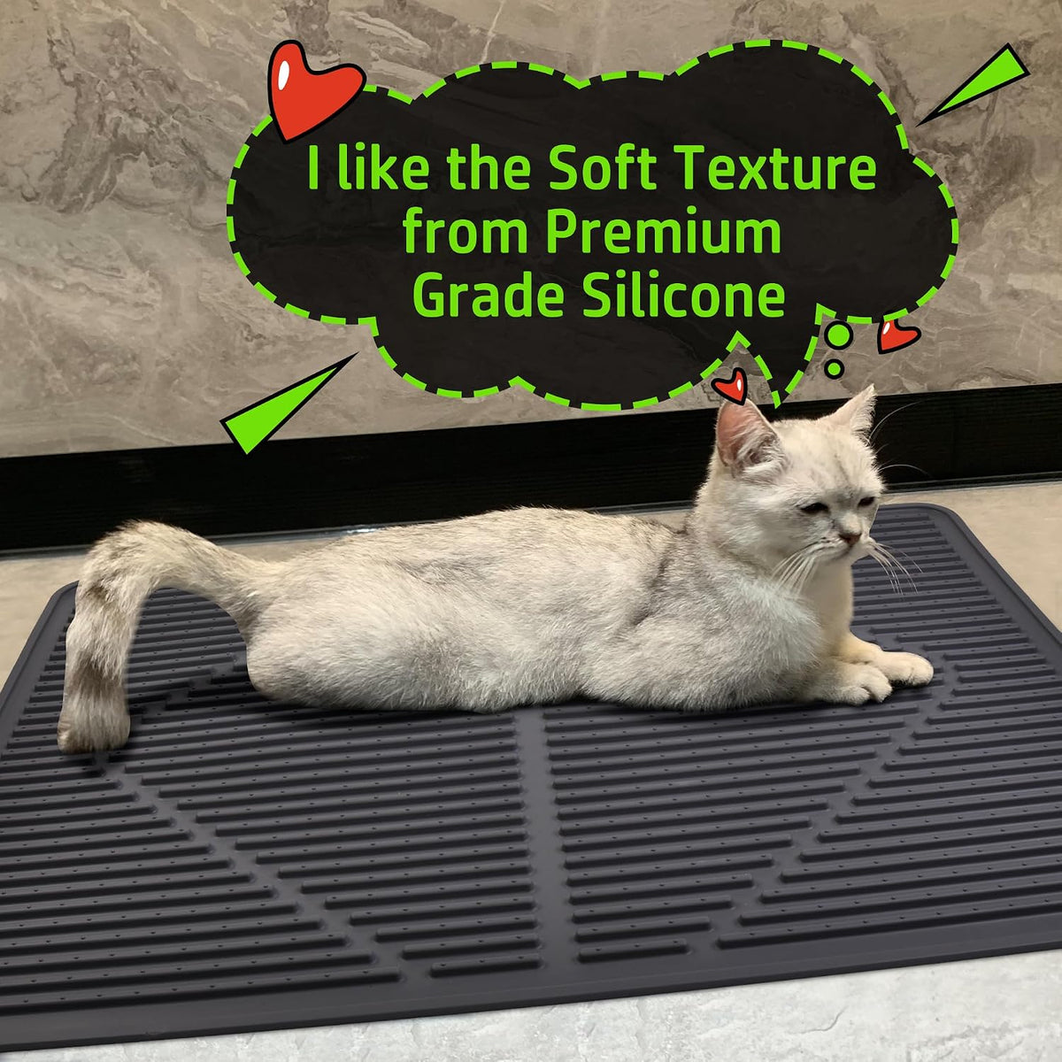 Rubber Cat Litter Mat Litter Box Mat - Black / XL-28" x 20" Thickened - image 3
