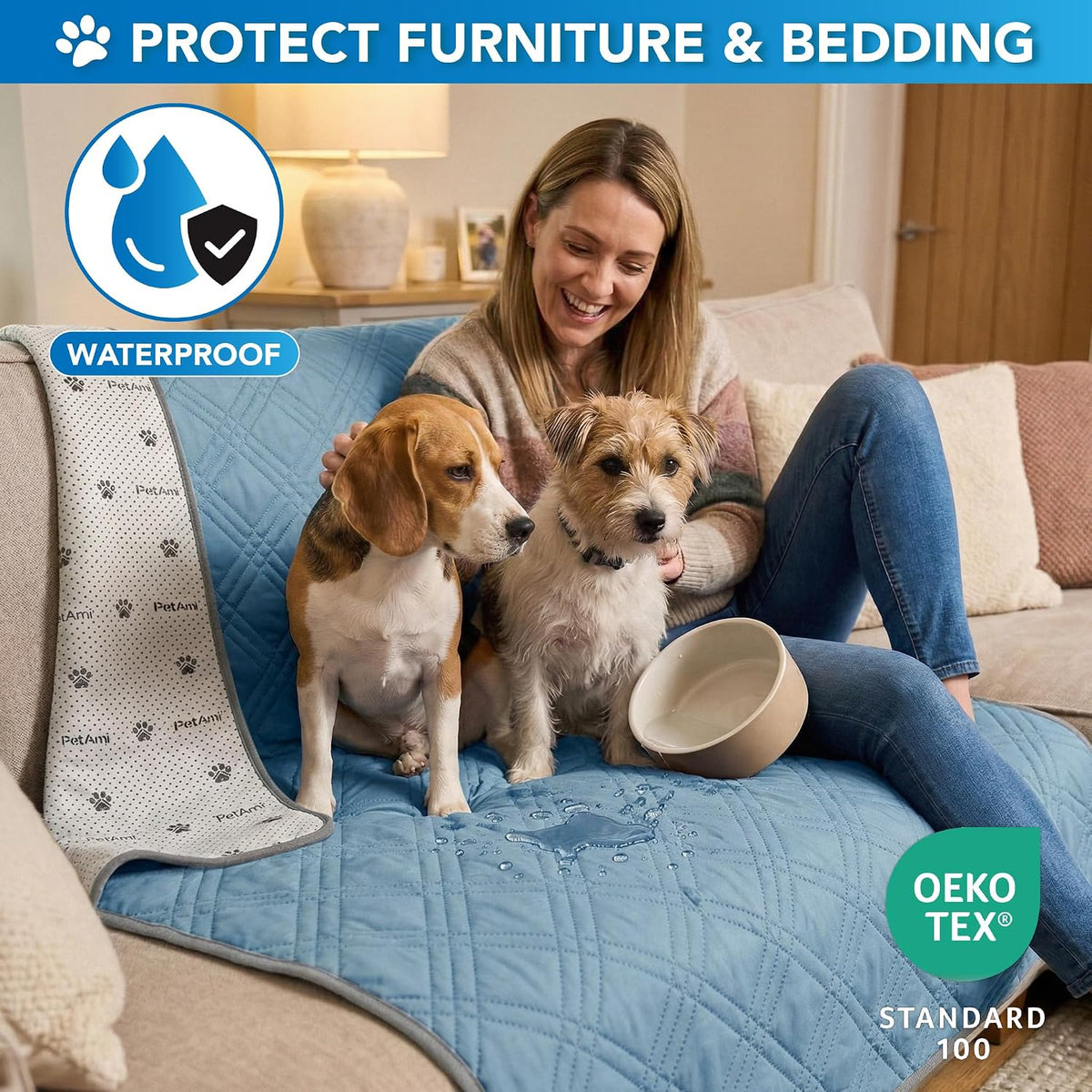 PetAmi Waterproof Dog Cooling Mat Pet Pad for Crate Couch Bed - Light Blue / Medium (29x40) - image 3