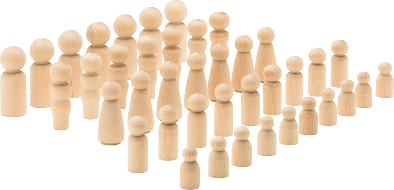 Woodpeckers Wood Peg People Set - Complete Family Set - 40 Pieces