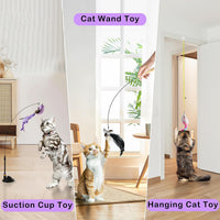 4in1 Interactive Cat Wand Toys with Suction Cup for Indoor Cat - Bird Cat Toy - image 2